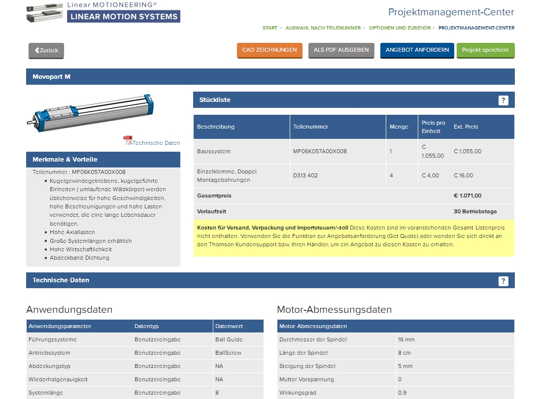 Thomson Launches Upgraded Online Product Sizing and Selection Tool for Linear Motions Systems